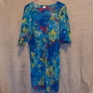 NK Silk Floral Tie Beach Cover Up